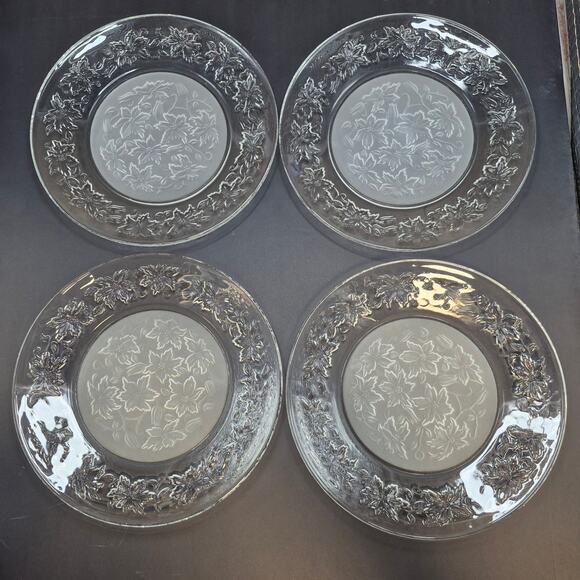 Set of 4 Princess House Fantasia 10-inch Dinner Plates Frosted Center EUC - Picture 1 of 5